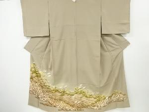 リサイクル　群鶴に松萩模様刺繍一つ紋色留袖